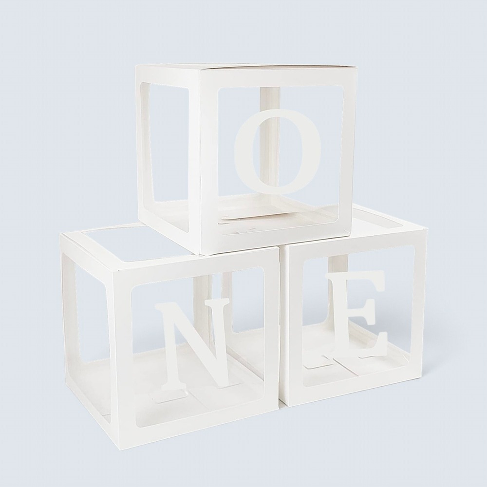 1st Birthday Balloon Box Kit Baby One White NEW Photo Prop Decor